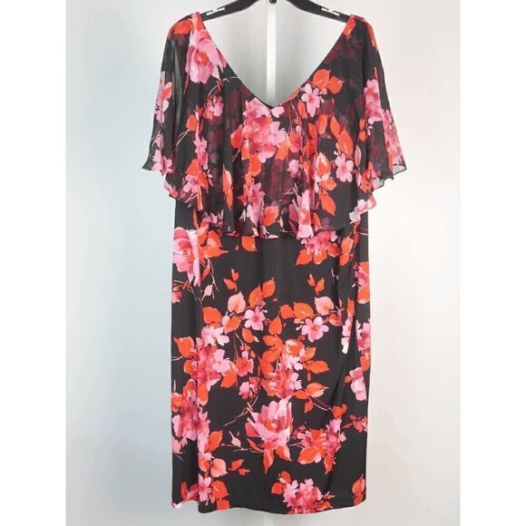 CONNECTED Plus Size Floral Popover Sheath Dress 24W - Picture 2 of 7